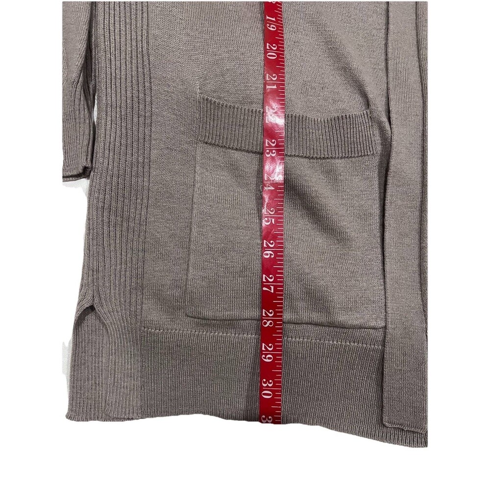 NWT Matty M Women’s Heather Taupe Beige Long Open Cardigan Sweater Large Pockets - Picture 4 of 6